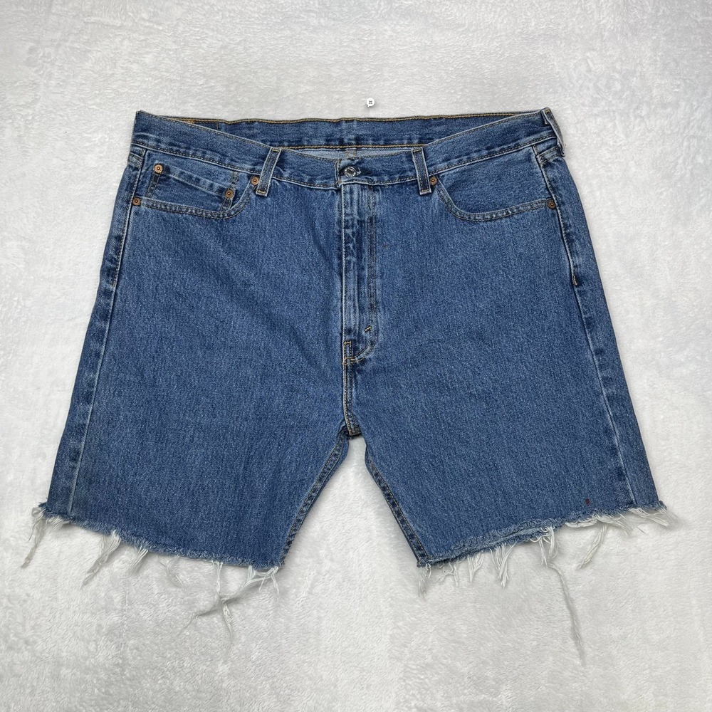 Levi's 505 Shorts Men's Blue Denim 7" Inseam Frayed Hem Classic Zip Fly - W40